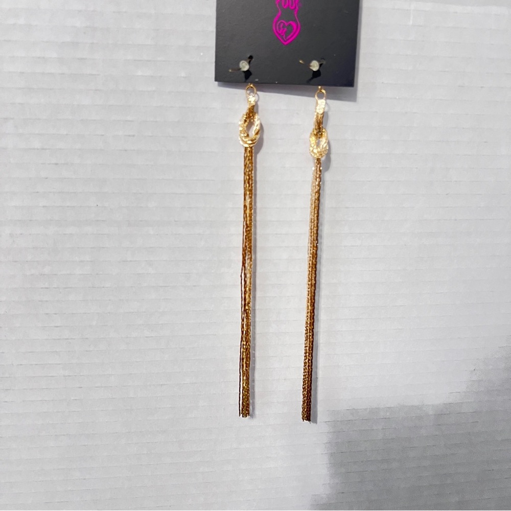 Goldtone Knot Drop Duster Earrings